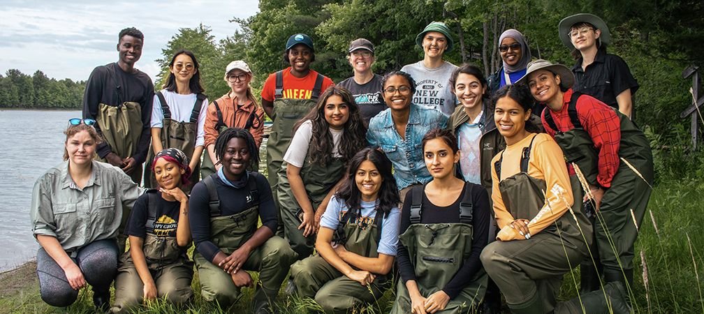 Participants, leaders, and instructors from FREED at Queen’s University Biological Station, a group of Indigenous, Black, and/or Racialized (BIPOC) undergraduate students