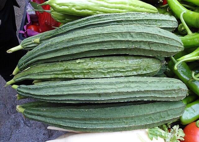 Pile of luffa acutangula vegetable