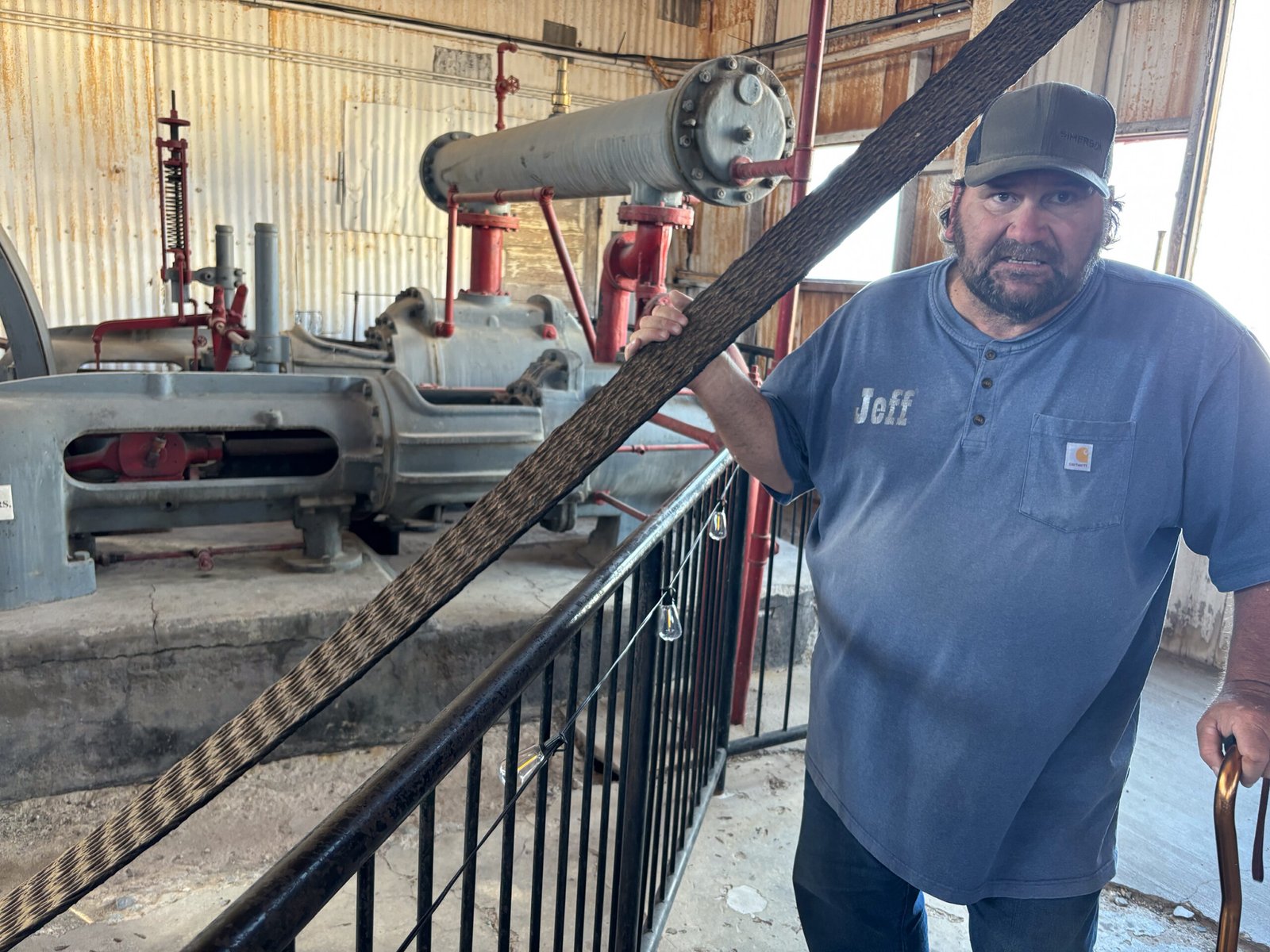 Tonopah Historic Mining Park tour guide Jeff Martin shows off a hoist house at a former silver mine. Tonopah Historic Mining Park tour guide Jeff Martin shows off a hoist house at a former silver mine.