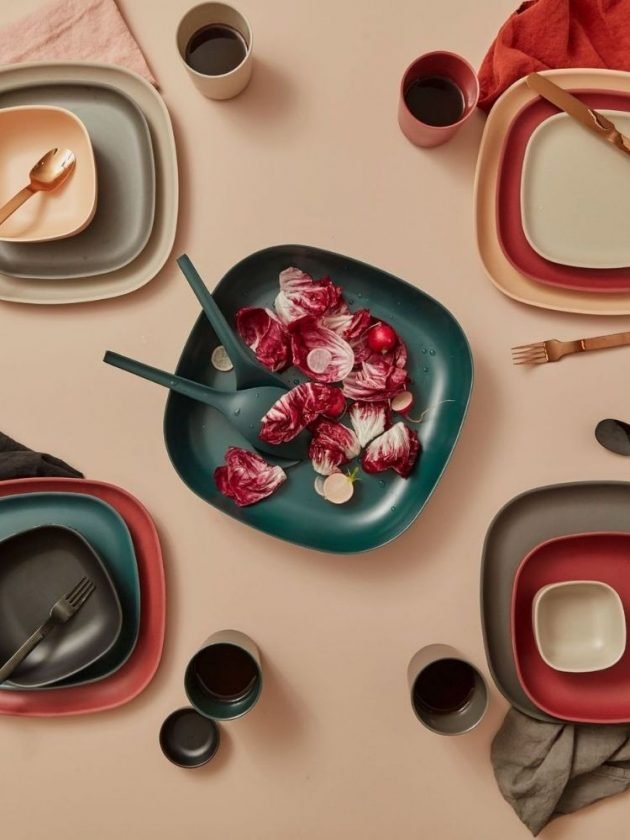 colorful sustainable dinnerware