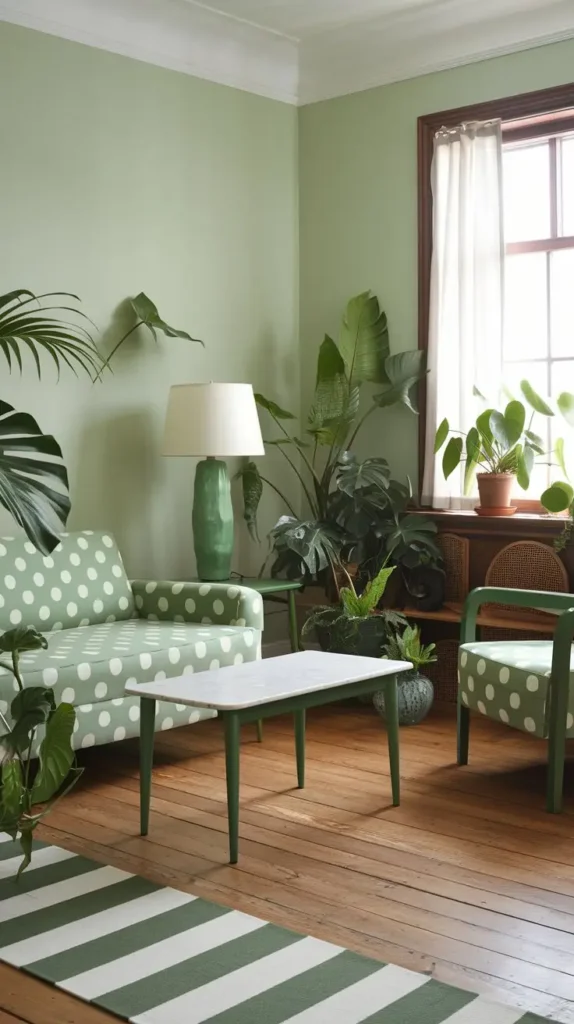 Botanical-Inspired Green Living Room