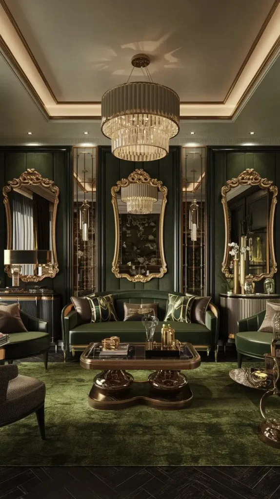 Green and Gold Accents for a Glamorous Vibe