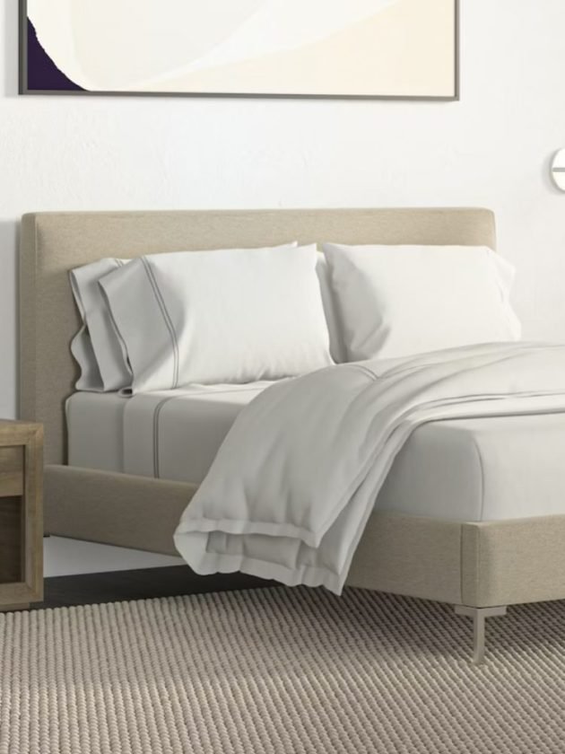 sustainable bedroom furniture made with linen from Saatva