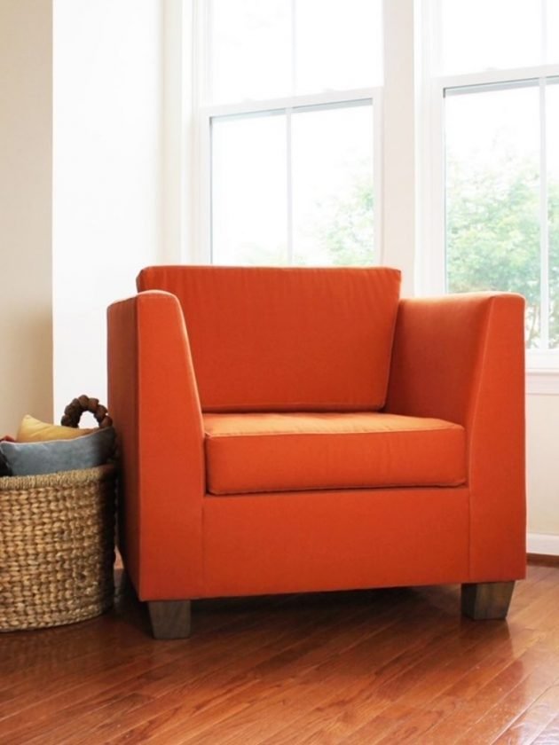 red sustainable chair from eco friendly furniture company Savvy Rest