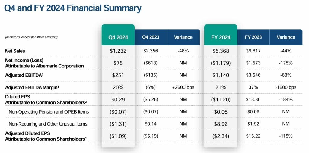 Albermarle earnings