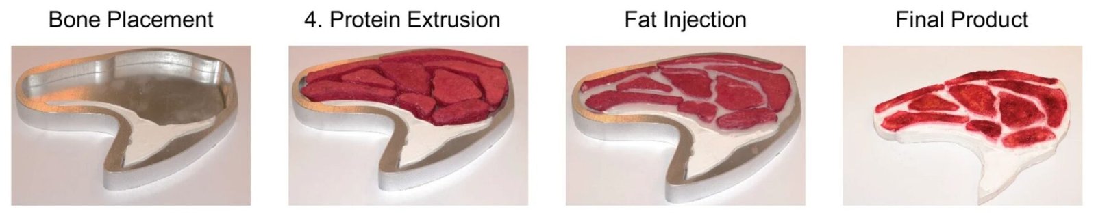 Injection molding for whole cuts. of plant-based meat. Image credit: Nature Communications