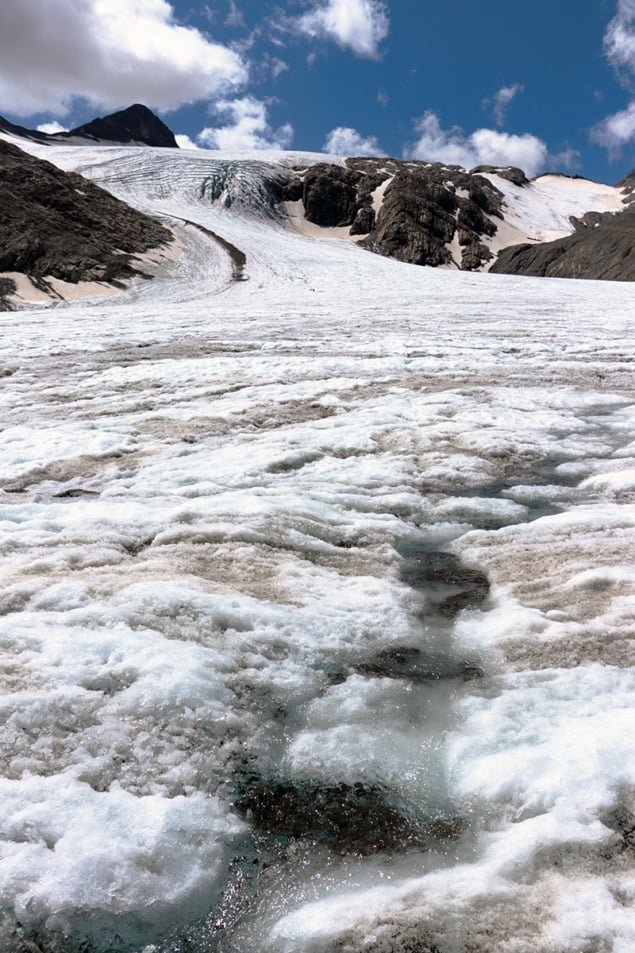 Wide view of the Gries glacier in the Alps