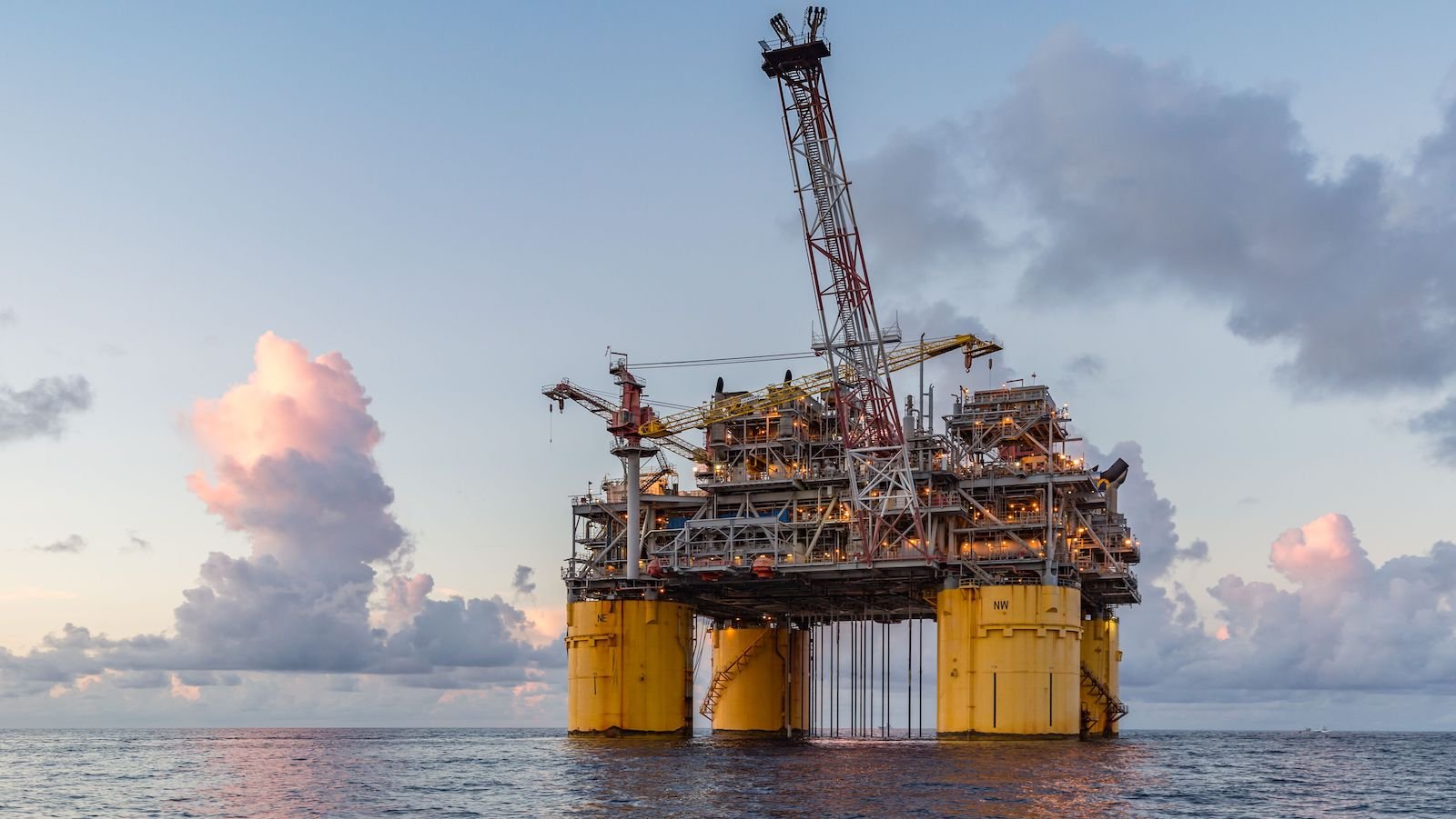 offshore oil drilling rig floats in Gulf of Mexico