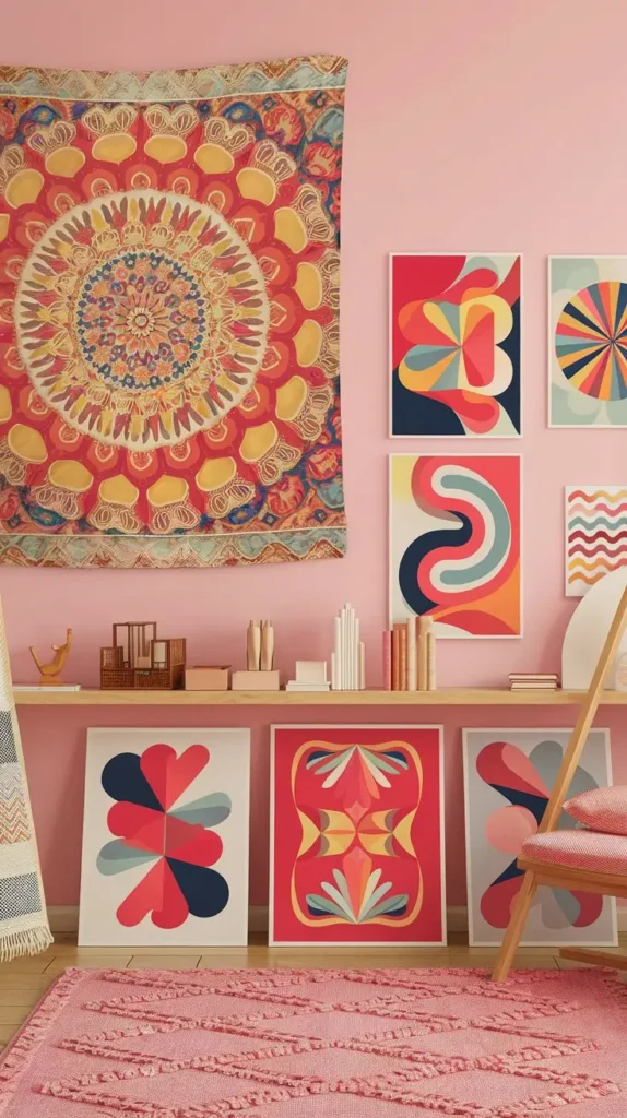 Pink Boho Wall Art and Tapestries Pink Boho Wall Art and Tapestries
