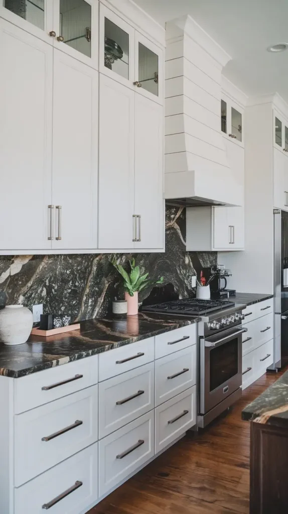 White Oak Cabinets with Bold Countertops White Oak Cabinets with Bold Countertops