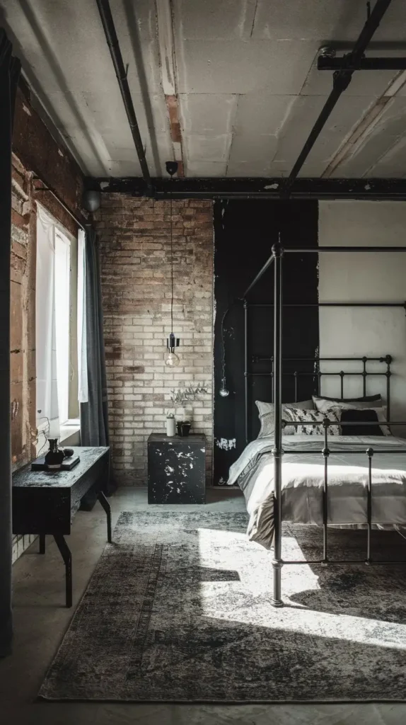 Industrial Black and White Bedroom Industrial Black and White Bedroom