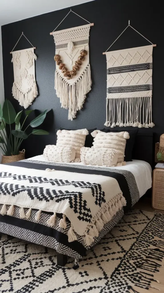 Black and White Boho Bedroom Black and White Boho Bedroom