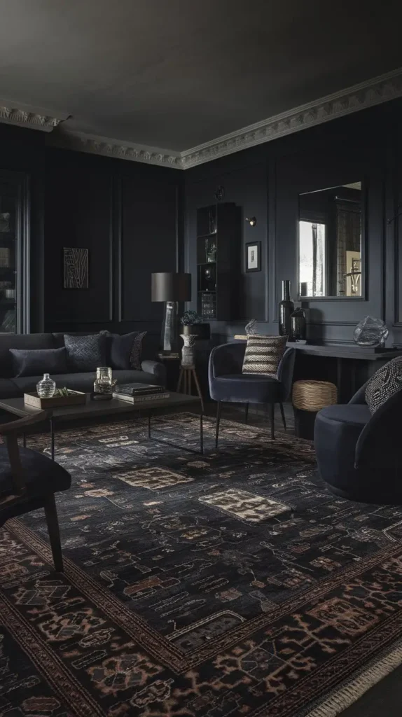 Dark Rugs to Anchor the Room Dark Rugs to Anchor the Room