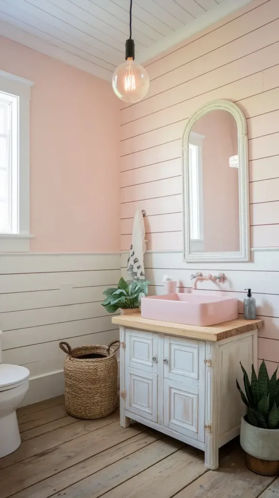 Pastel Pink with White Shiplap