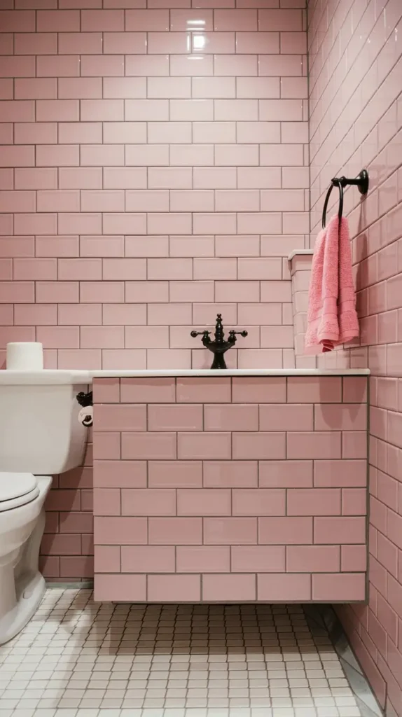 Pink Tiled Backsplash for a Modern Edge