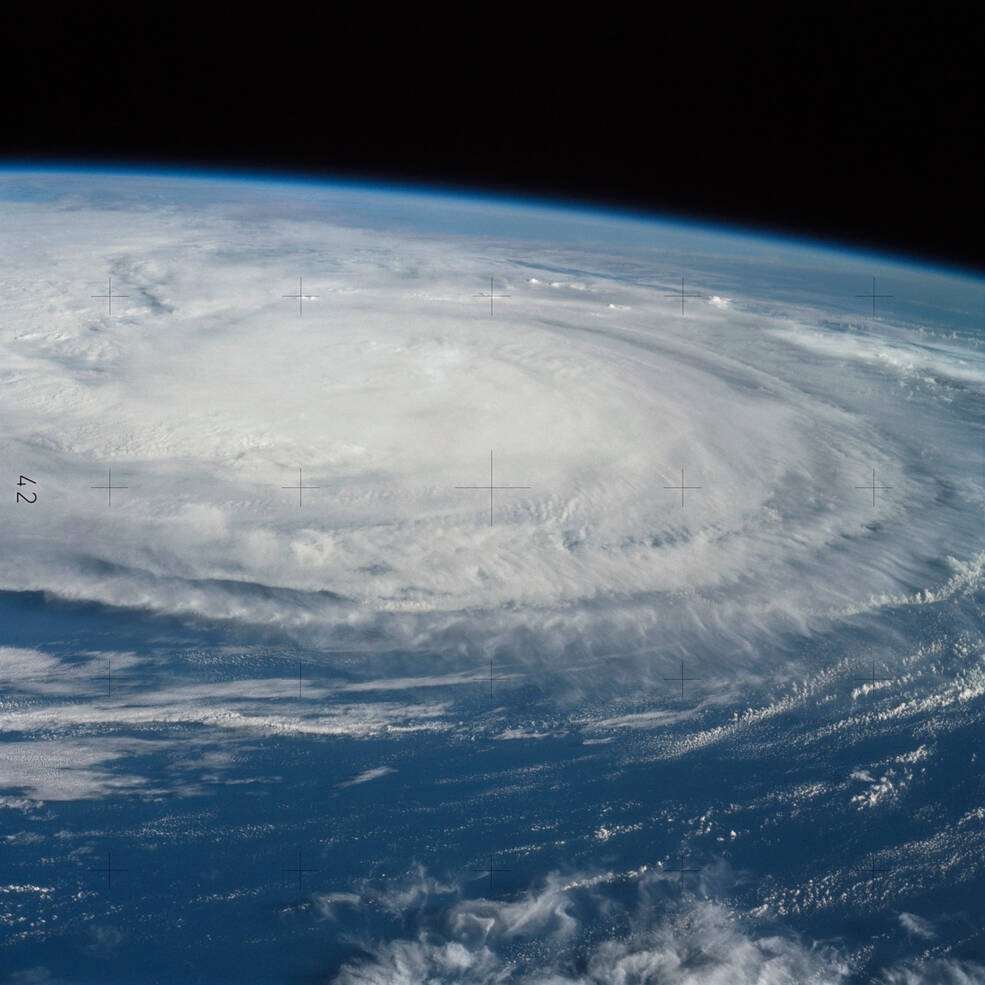 Skylab 3 astronaut photograph of Hurricane Ellen swirling in the Atlantic Ocean