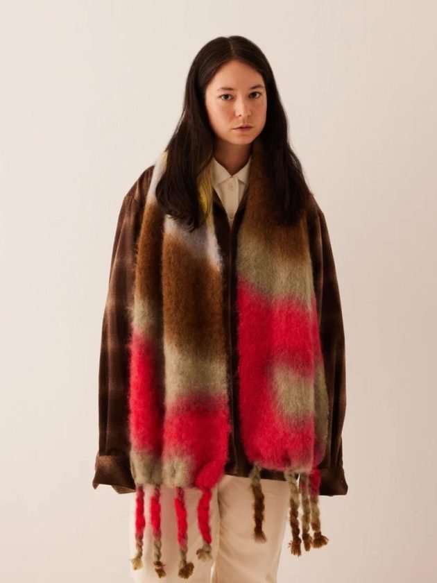 artisan-made scarf in red and brown from fair trade retailer GOODEE