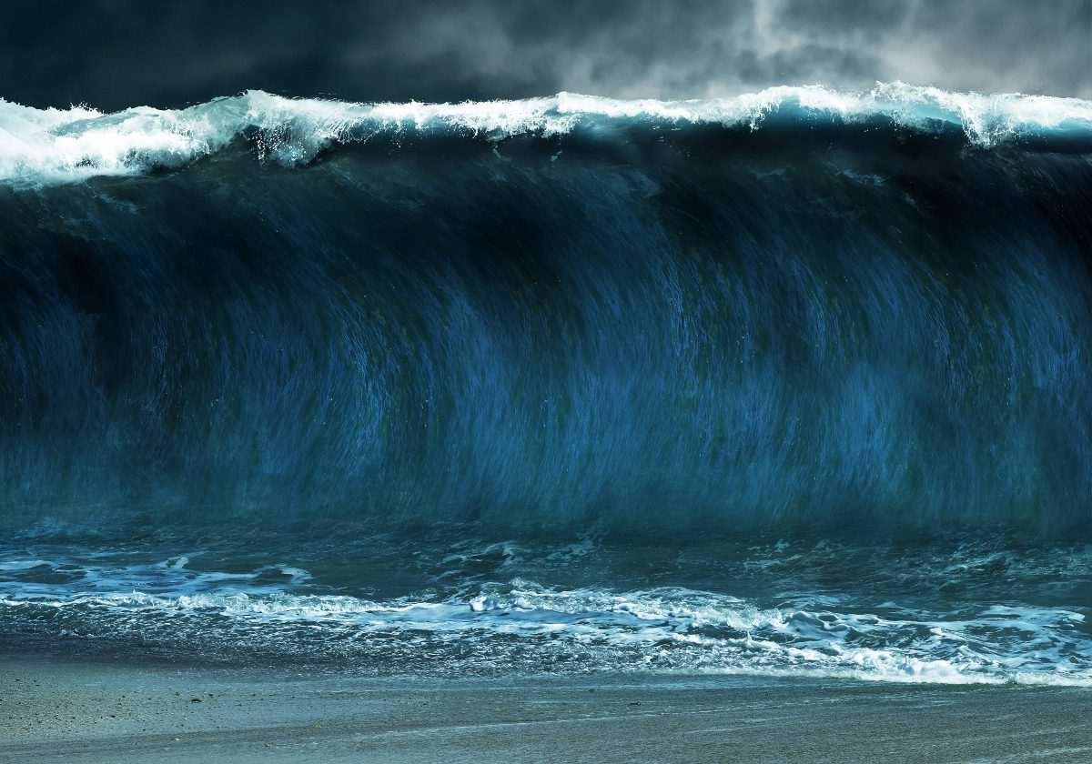 Illustration of a large wave or tsunami