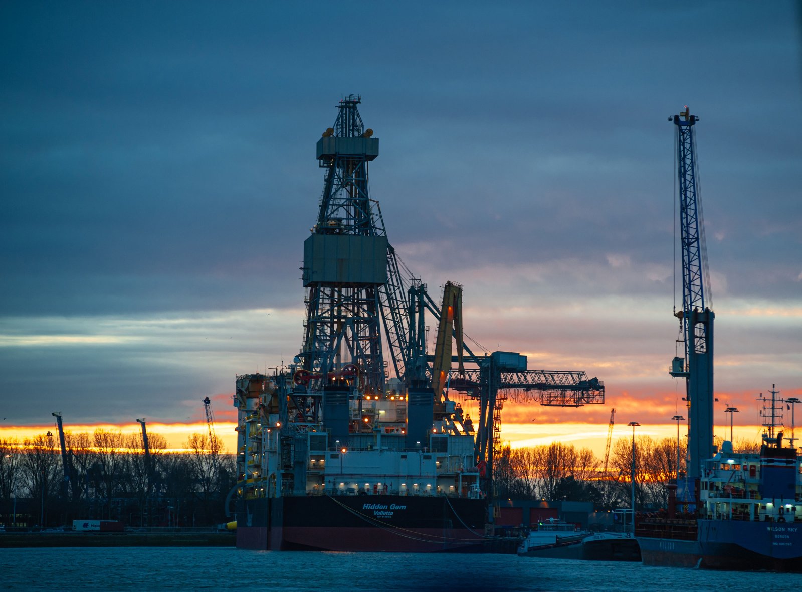 The sun sets on the mining vessel ‘Hidden Gem’