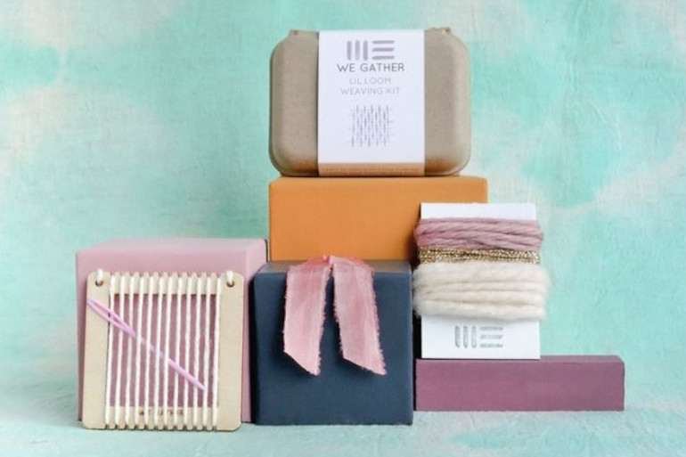 Textile DIY set from We Gather packaging in our GreenKraft clamshell box