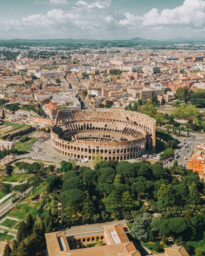 The Colosseum in Rome. Use ethical alternatives to Airbnb, Booking.com and Expedia to support Palestinians and fight overtourism.