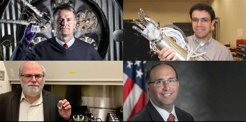 Four photos of NASA inventors, clockwise from top-left, Phillip Neudeck, Myron Diftler, Erik Weiser, and Gary Hunter.
