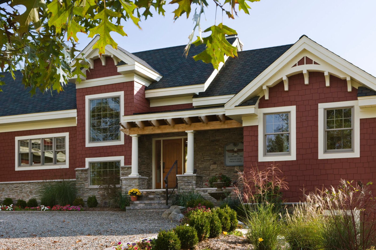 Red shiplap home Craftsman style from SIPS, exterior - photo
