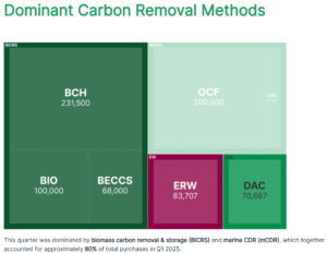 dominant carbon removal methods Q1 2025 Allied Offsets