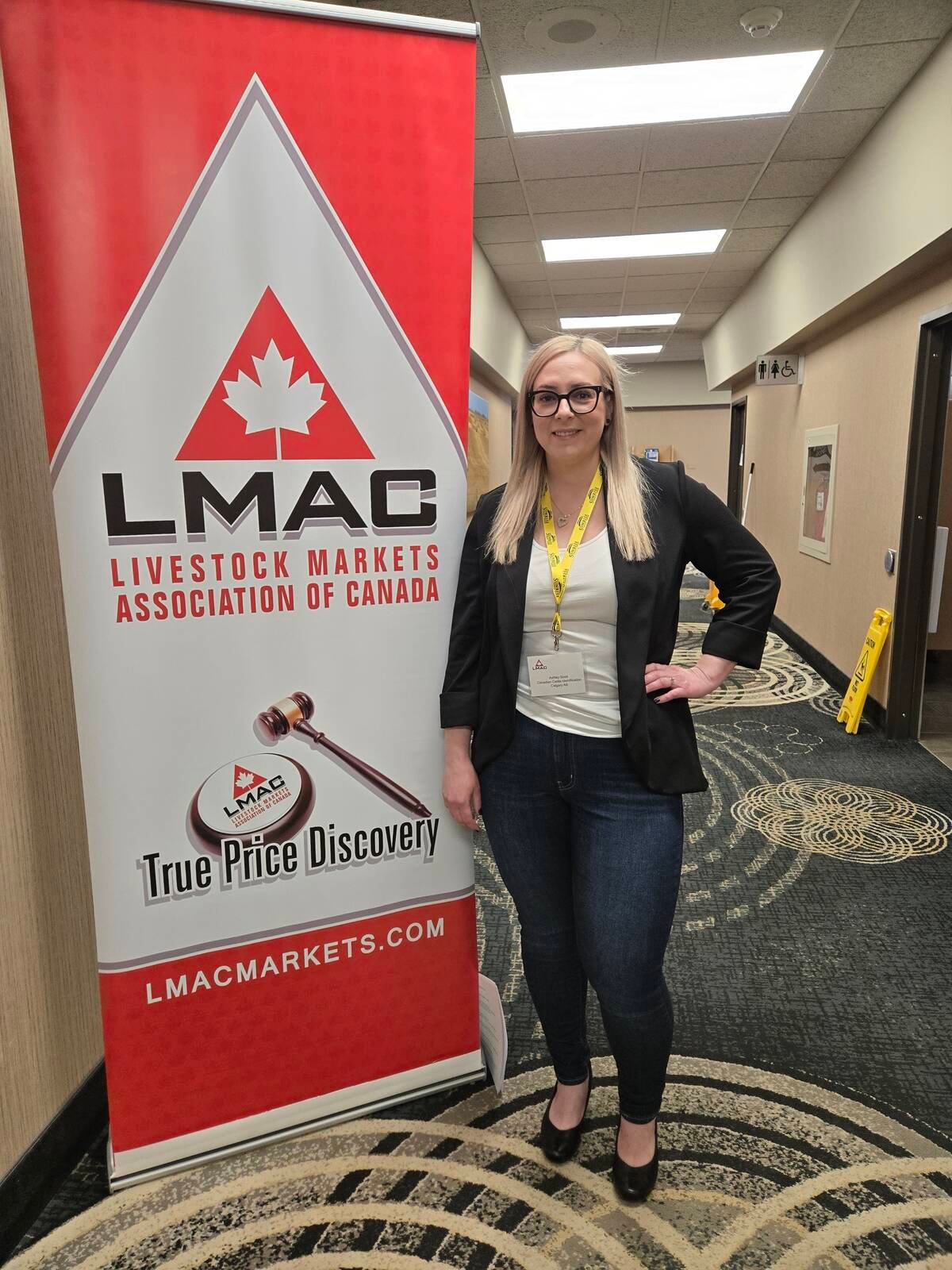 Ashley Scott, general manager of the Canadian Cattle Identification Agency, shared updates to the Canadian Livestock Tracking System at the 44th annual Livestock Markets Association of Canada convention in Brandon on May 10. Photo: Miranda Leybourne