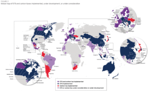 Global map of ETS and carbon taxes