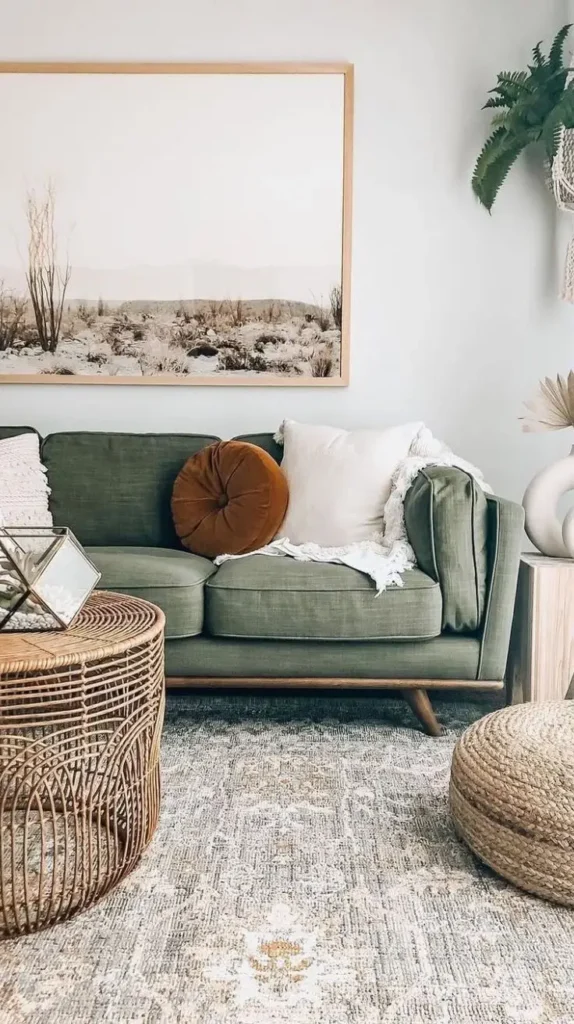 Green Couch Bohemian living room Green Couch Bohemian living room