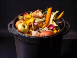 food waste in garbage can