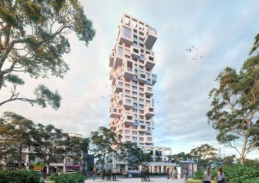 "Out of the Box" tower exterior render. Image Courtesy of MVRDV "Out of the Box" tower exterior render. Image Courtesy of MVRDV