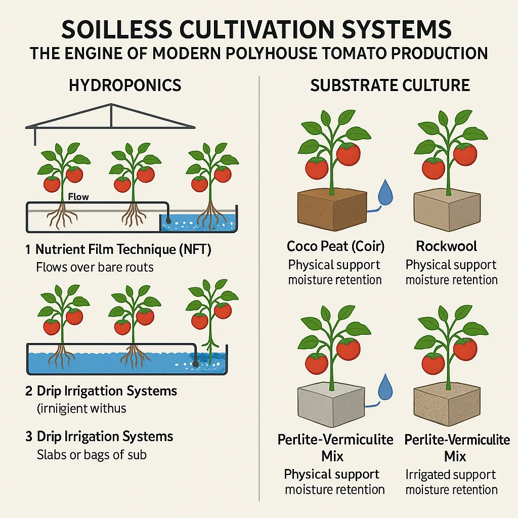 Soilless Cultivation Systems for Polyhouse Tomato Production
