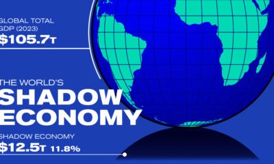 Map showing the size of the world's underground economy in 2023.