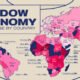 Map showing the size of each country's shadow economy as a share of GDP in 2023.