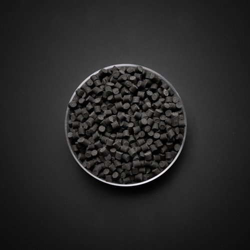 charcoal colored seaweed-based bioplastic resin