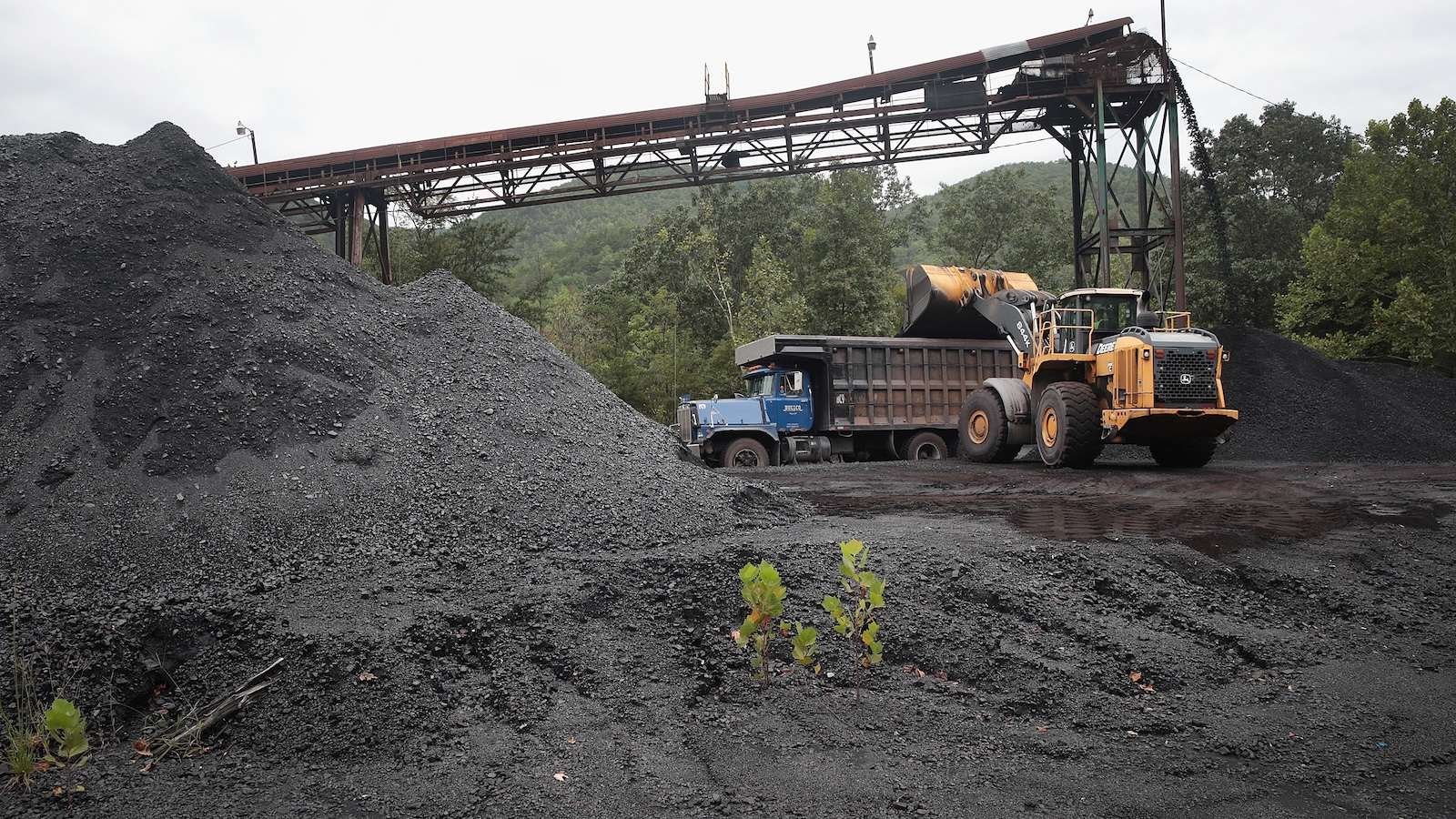 A truck is loaded with coal at a mine in Cumberland, Kentucky, on August 26, 2019.