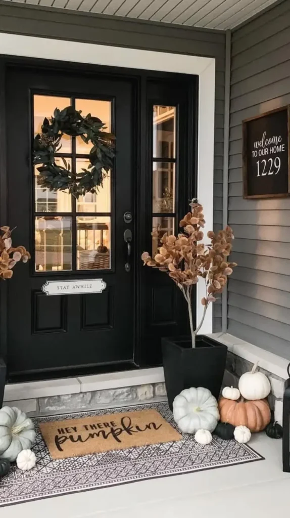 Layered Doormats fall porch decor