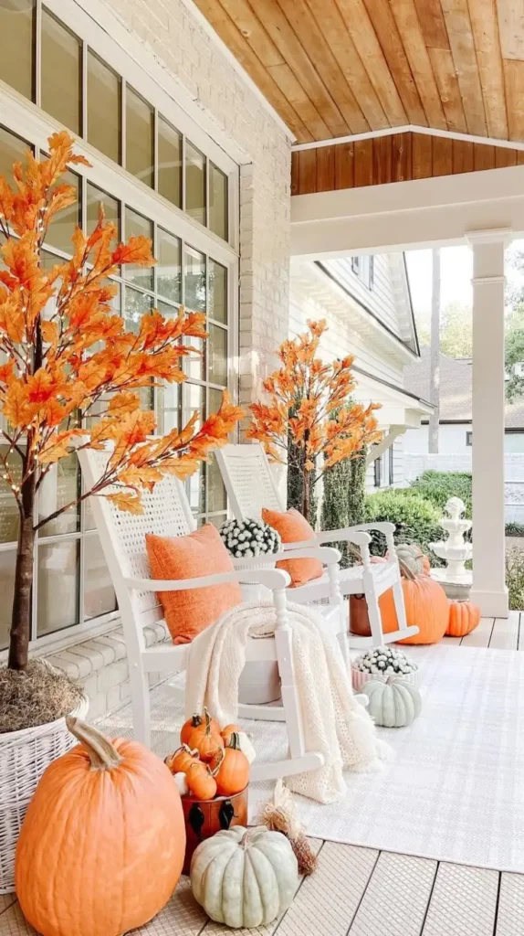 Cozy Pumpkin Arrangements Fall Porch Decorating