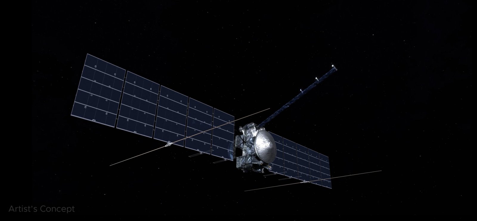 In this artist’s concept, Europa Clipper’s radar antennas