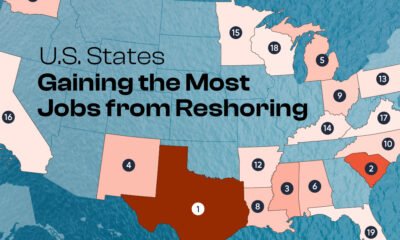 Preview of a map showing the top 20 states by job growth due to reshoring, using data from Reshoring Initiative