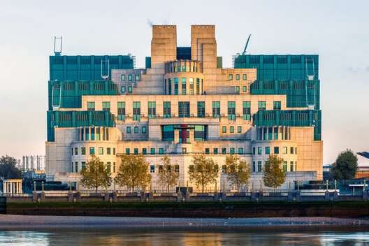 SIS Building, also called the MI6 Building, at Vauxhall Cross, London. Image © I Wei Huang via Shutterstock
