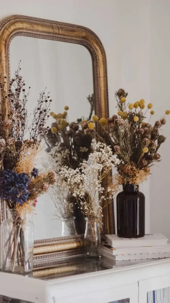Dark Cottagecore Living Room Dried Flowers