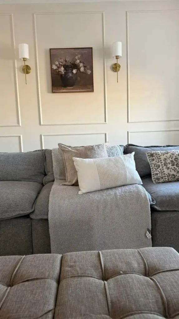 behind couch Wainscoting behind couch Wainscoting