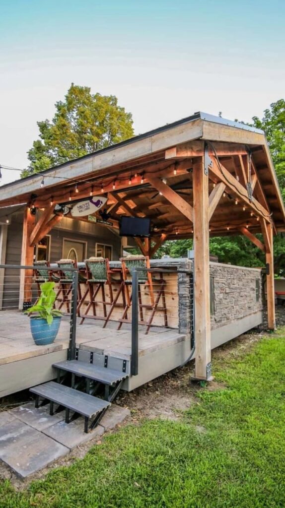 outdoor kitchen with dining pavilion outdoor kitchen with dining pavilion