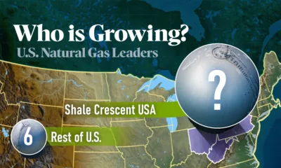 The preview image for a map of U.S. regions by their growth in natural gas production from 2008 to 2024.