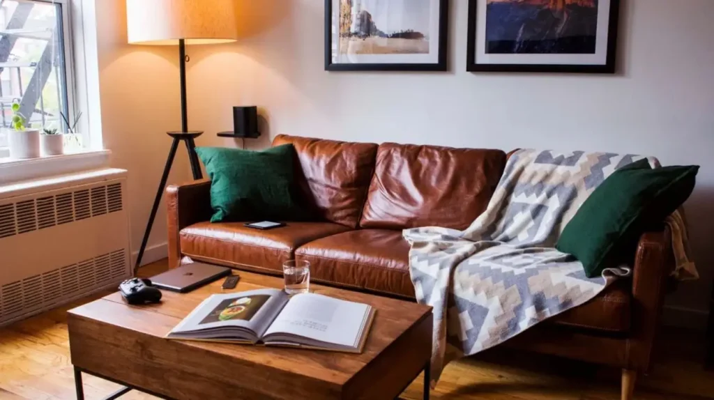 Rustic Leather Couch Living Room
