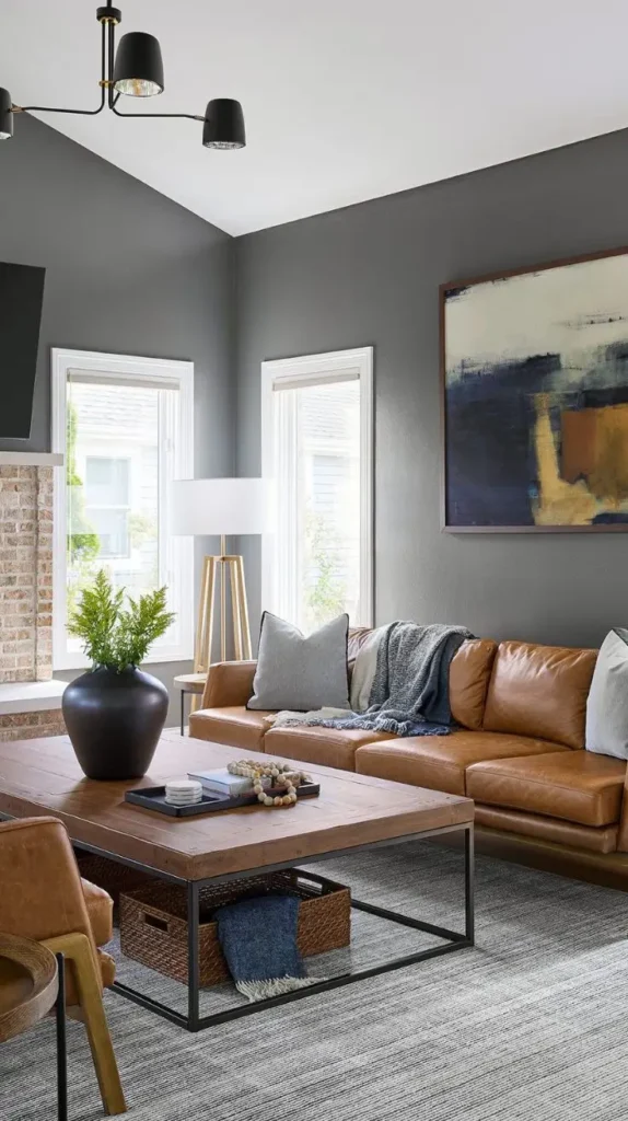 Contemporary Leather Couch Living Room