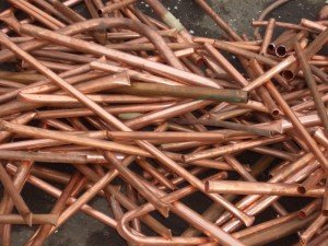 Heap of copper plumbing piping